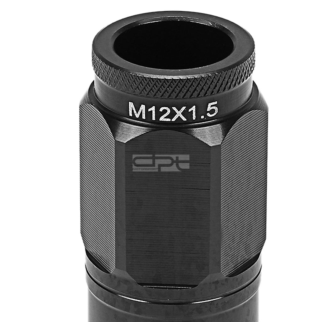 Open-End Aluminum Black Lug Nuts + Adapter M12x1.5 for
