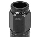 Open-End Aluminum Black Lug Nuts + Adapter M12x1.5 for