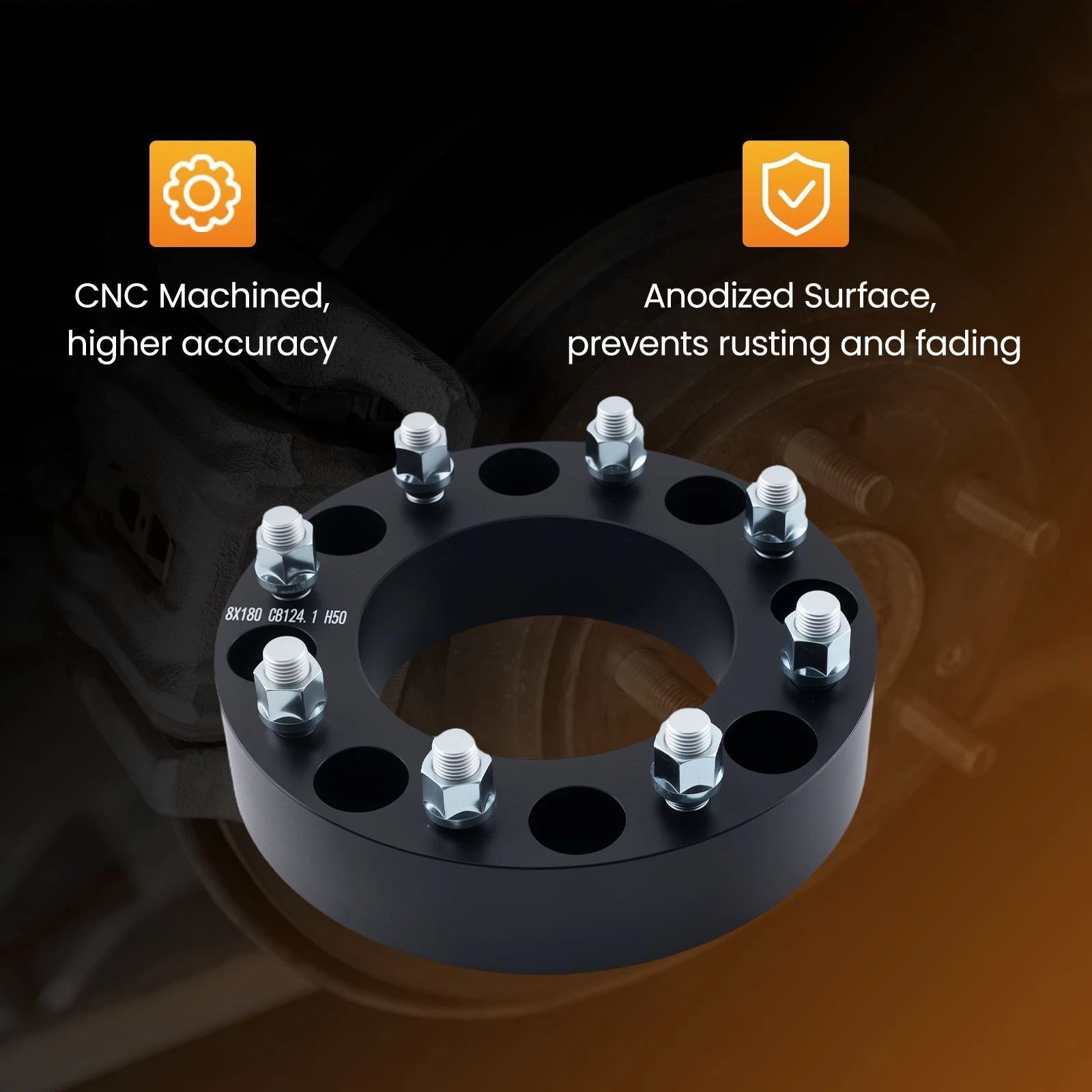Set of 4 Wheel Spacers 8x180mm for Silverado Sierra HD (2011–2023) M14x1.5