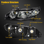 2X Headlight Assembly for Honda Civic Sedan (2006–2011) Black Housing