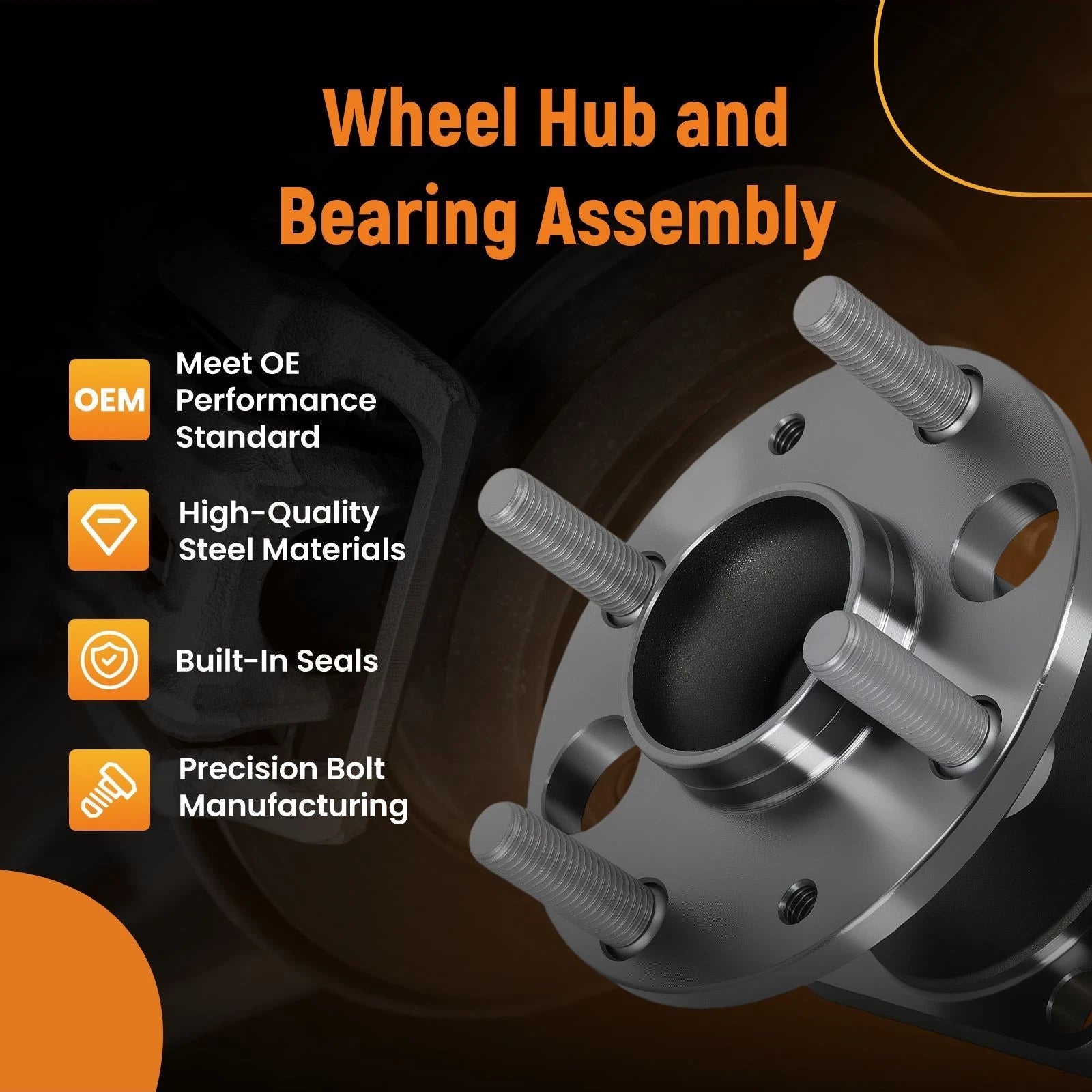 2X Rear Wheel Bearing Hub Assembly for Mazda 2 (2011–2014) BR930832 H512468 ABS