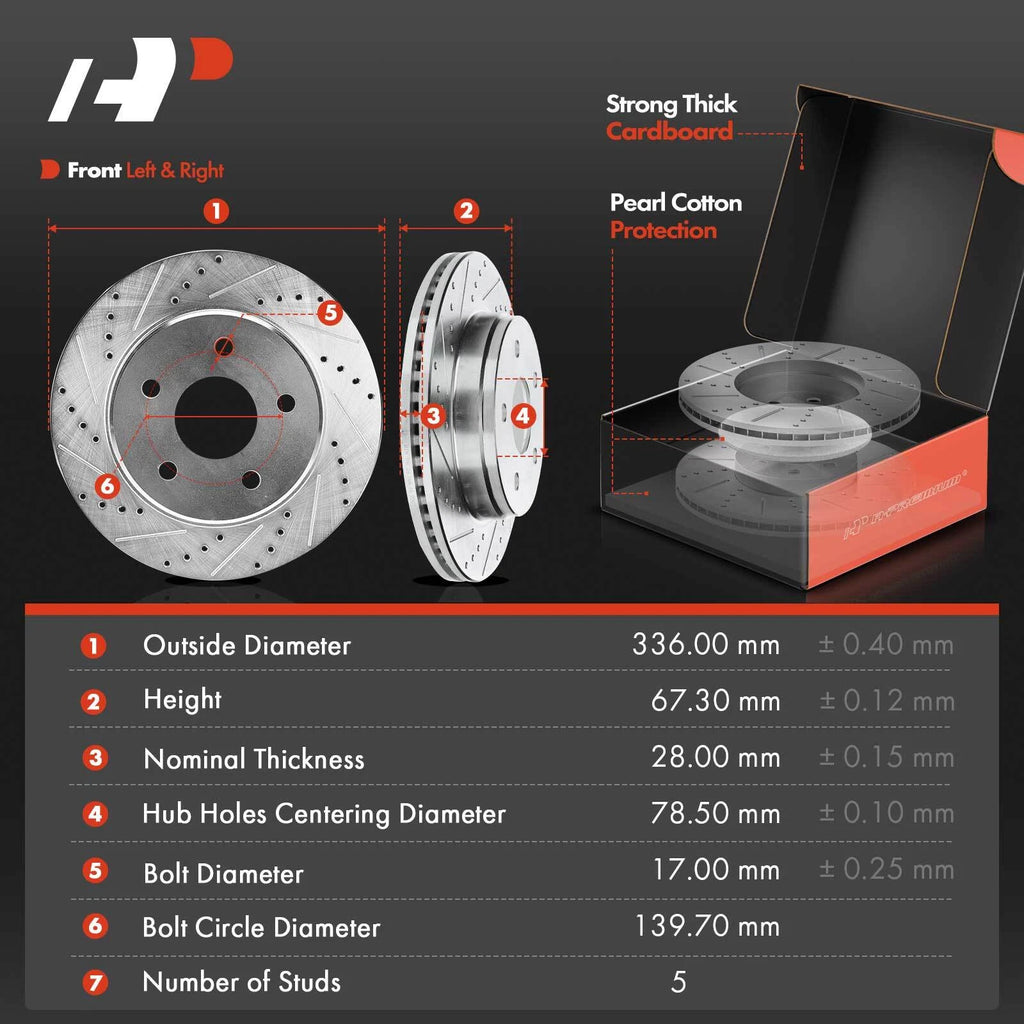 Drilled Brake Rotors & Ceramic Pads for Dodge Durango Ram