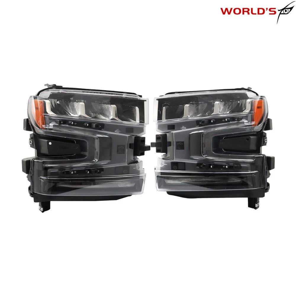LED Headlight Set for Silverado 1500 (2019–2020) Black Housing Clear