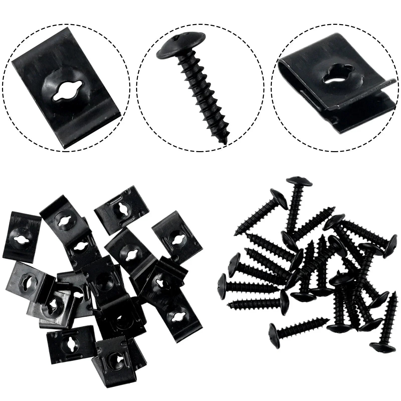 20 x Metal U-type Clip with Screw for Car Bumper Fender Trim Panel Fasteners