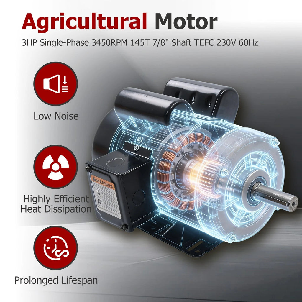 3HP Electric Motor for Farm Equipment (230V, 3450RPM)