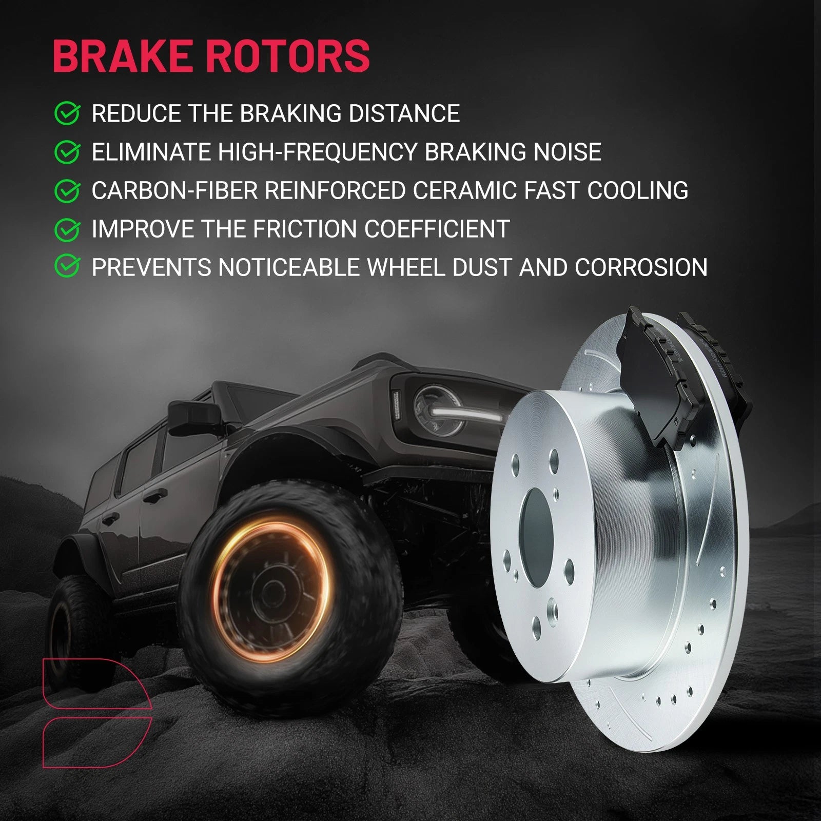 Rear Brake Rotors & Pads Kit for Toyota Camry 2.5L (2010–2011)