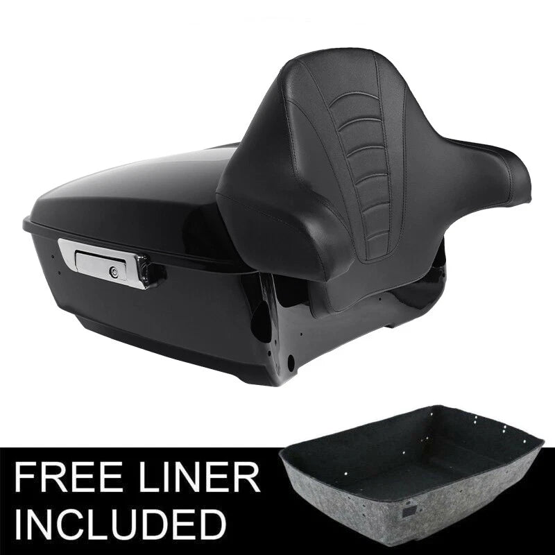 Black King Trunk with Backrest for Harley Touring Electra Road Glide (2014–2026)