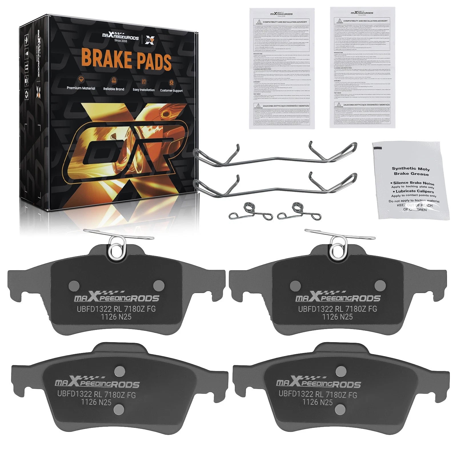 Set of Rear Ceramic Brake Pads for Saab 9-3 (2003–2011) & Mazda 3 (2006–2013)