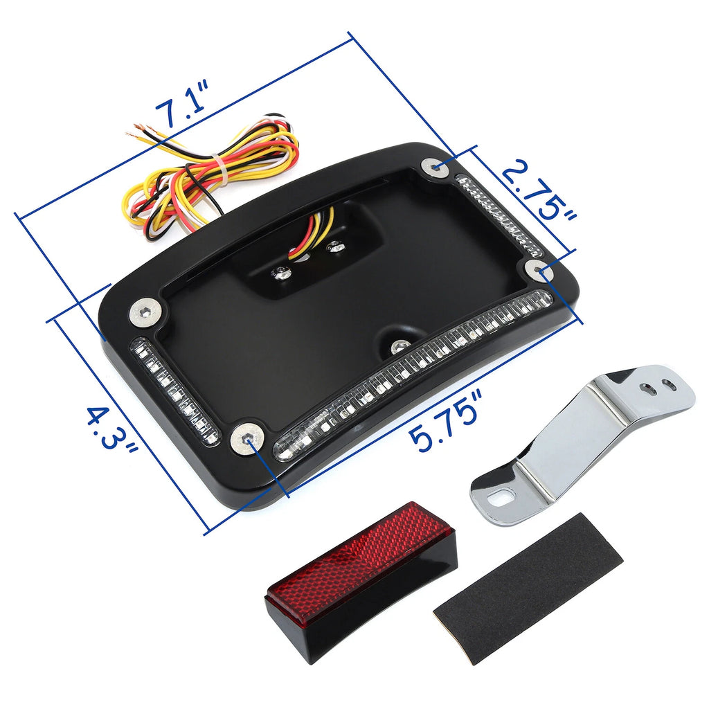 Black License Plate Frame Bracket w/ LED for Harley FLSTN (2005–2020)