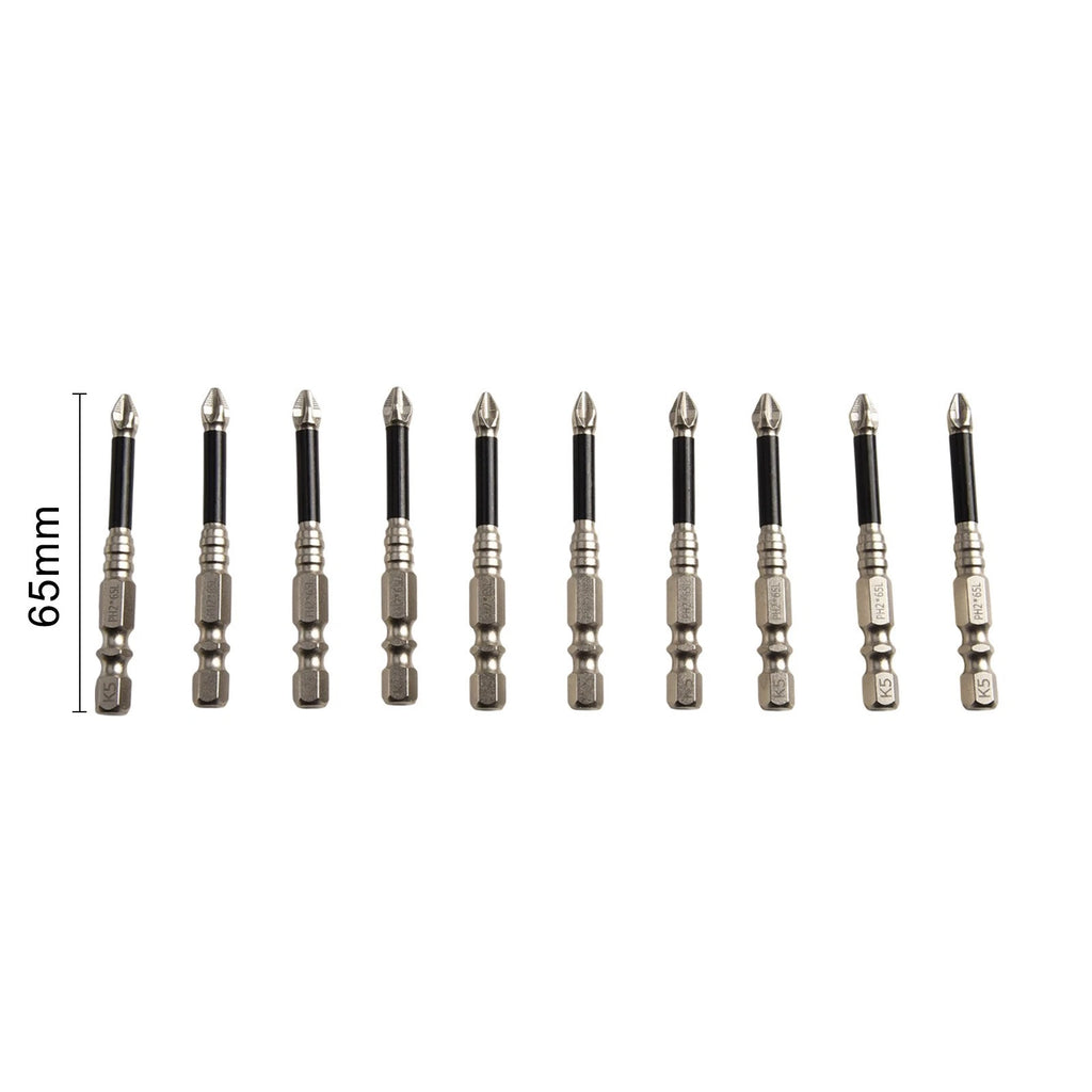 10-Piece Cross Magnetic Screwdriver Bit Set - Alloy Steel