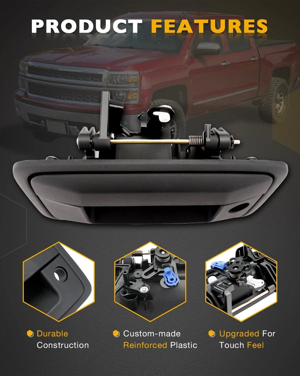 Tailgate Handle with Camera Hole for Chevy Silverado GMC Sierra (2014–2015)