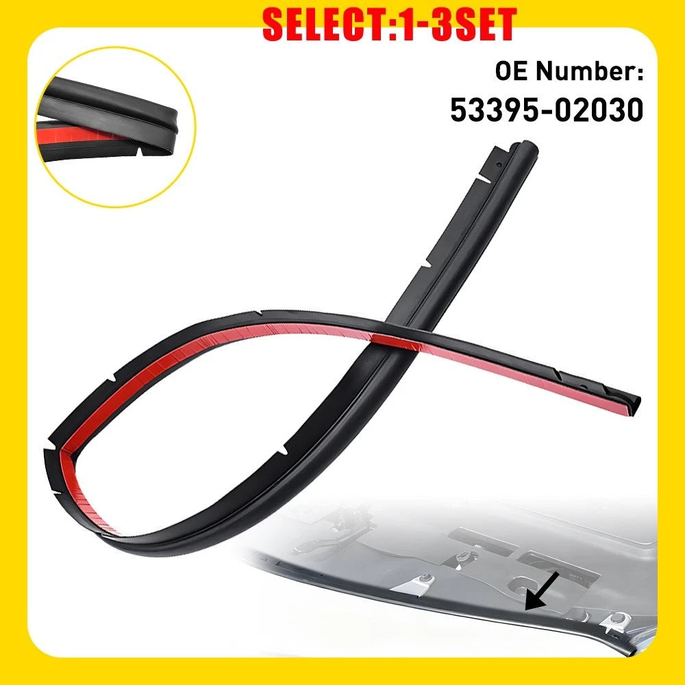 Set of 2 Engine Hood Rubber Seal Strips for Toyota Corolla (2007–2013)