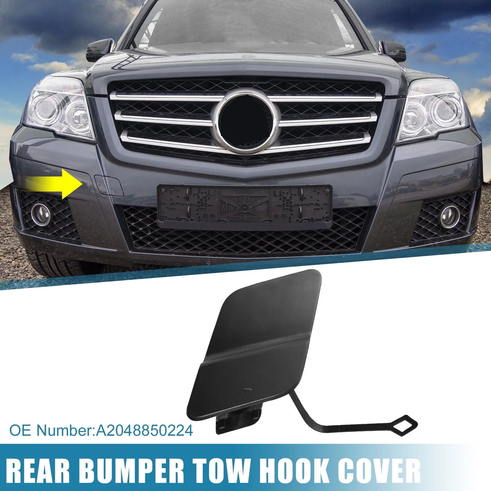 Tow Hook Cover A2048850224 for Mercedes-Benz GLK300 GLK350 (2010–2015) Black