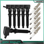 6X Ignition Coils & Spark Plugs for Jaguar F-Pace F-Type XE XF XJ (2016–2023)