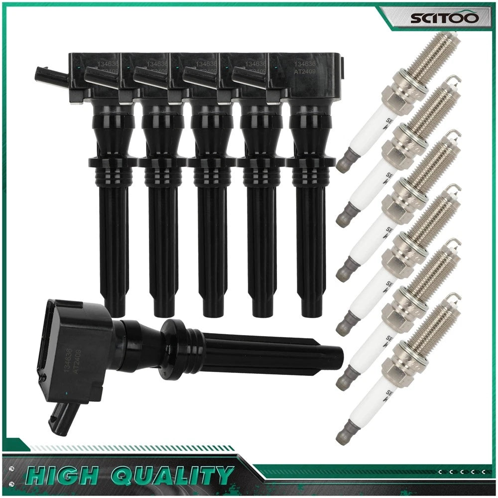6X Ignition Coils & Spark Plugs for Jaguar F-Pace F-Type XE XF XJ (2016–2023)