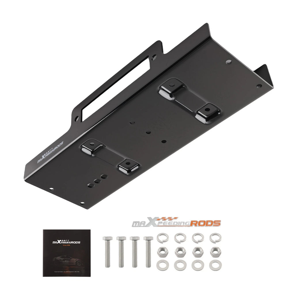 Winch Mounting Plate for ATV UTV Truck SUV (10x4.5 Steel Black)