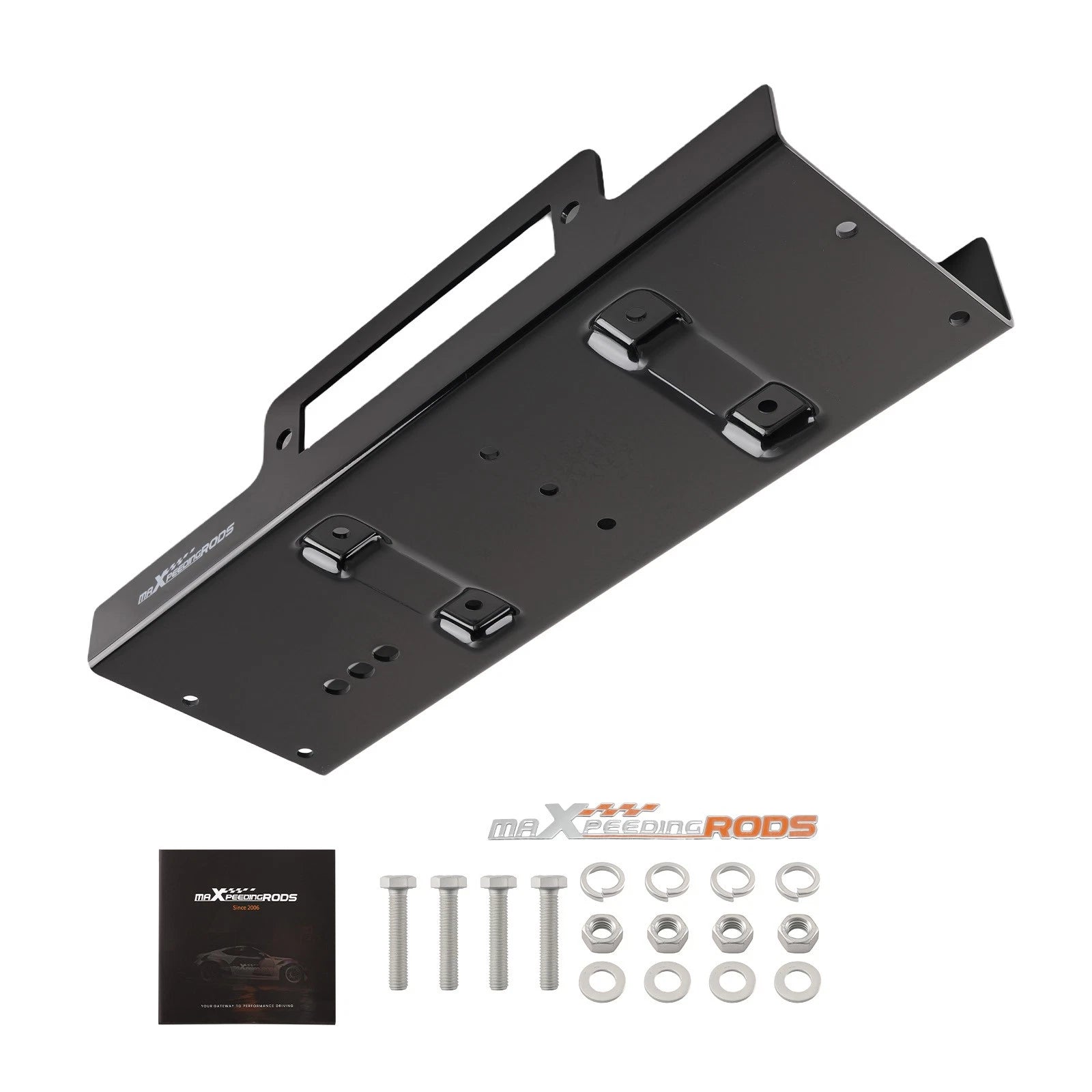 Winch Mounting Plate for ATV UTV Truck SUV (10x4.5 Steel Black)
