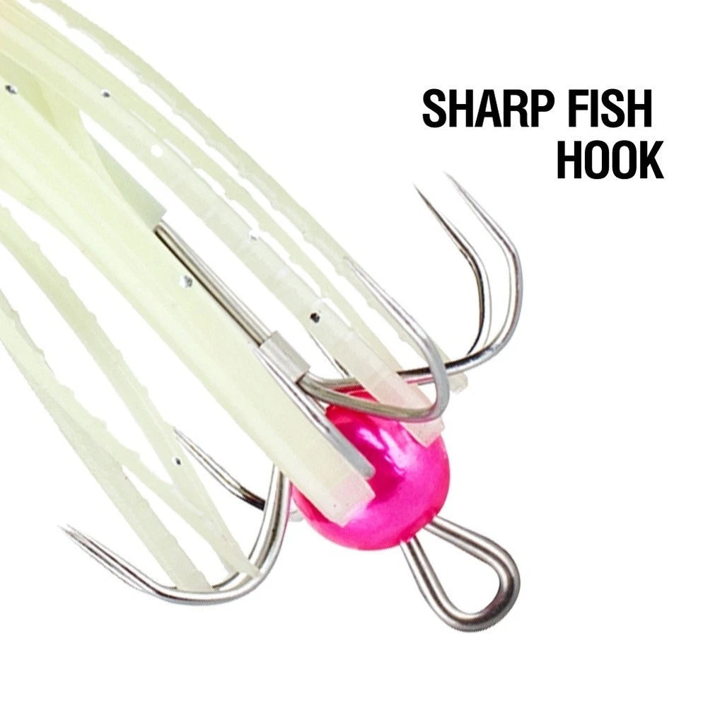 10X Glow in Dark Squid Hooks Fishing Lures for Saltwater (Sea & Boat)