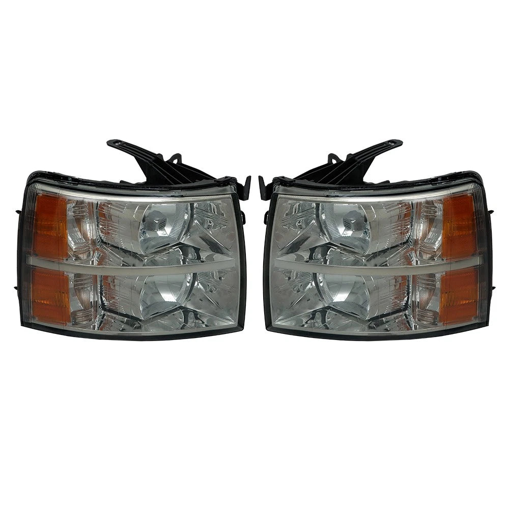 Pair of Smoked Halogen Headlights for Chevy Silverado (2007–2013)