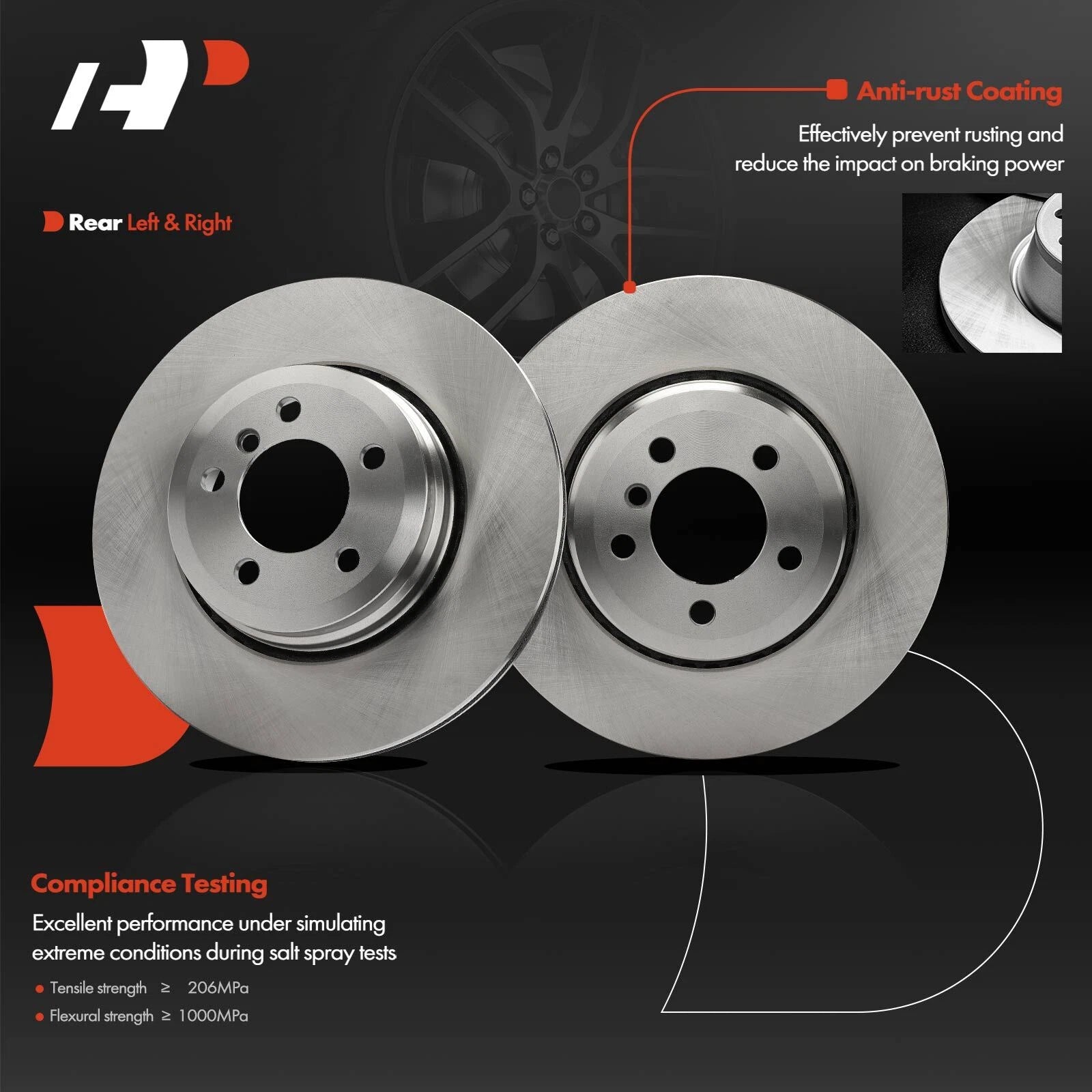 Rear Disc Brake Rotors & Ceramic Pads for BMW 750i 2006–2008