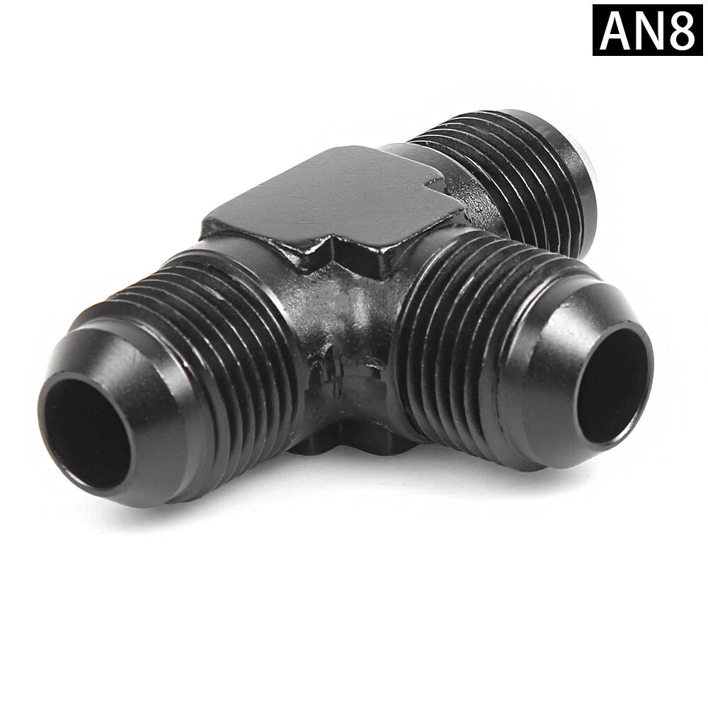 3-Way Tee Hose Fitting Adapter AN6/8/10 Female to 2x AN Male Black