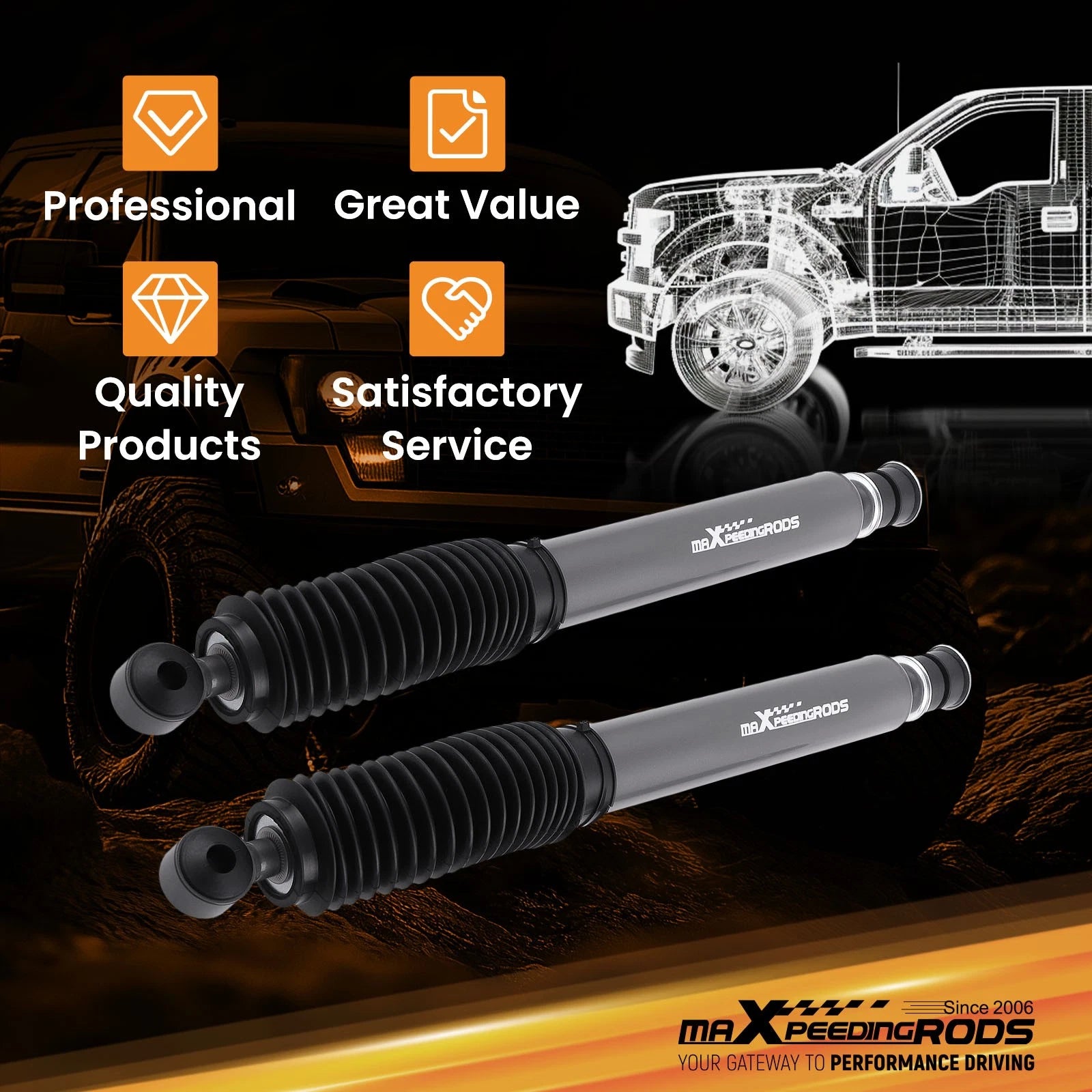 Dual Damper System for Dodge Ram 1500 4WD (1994–1999) w/Installation Parts