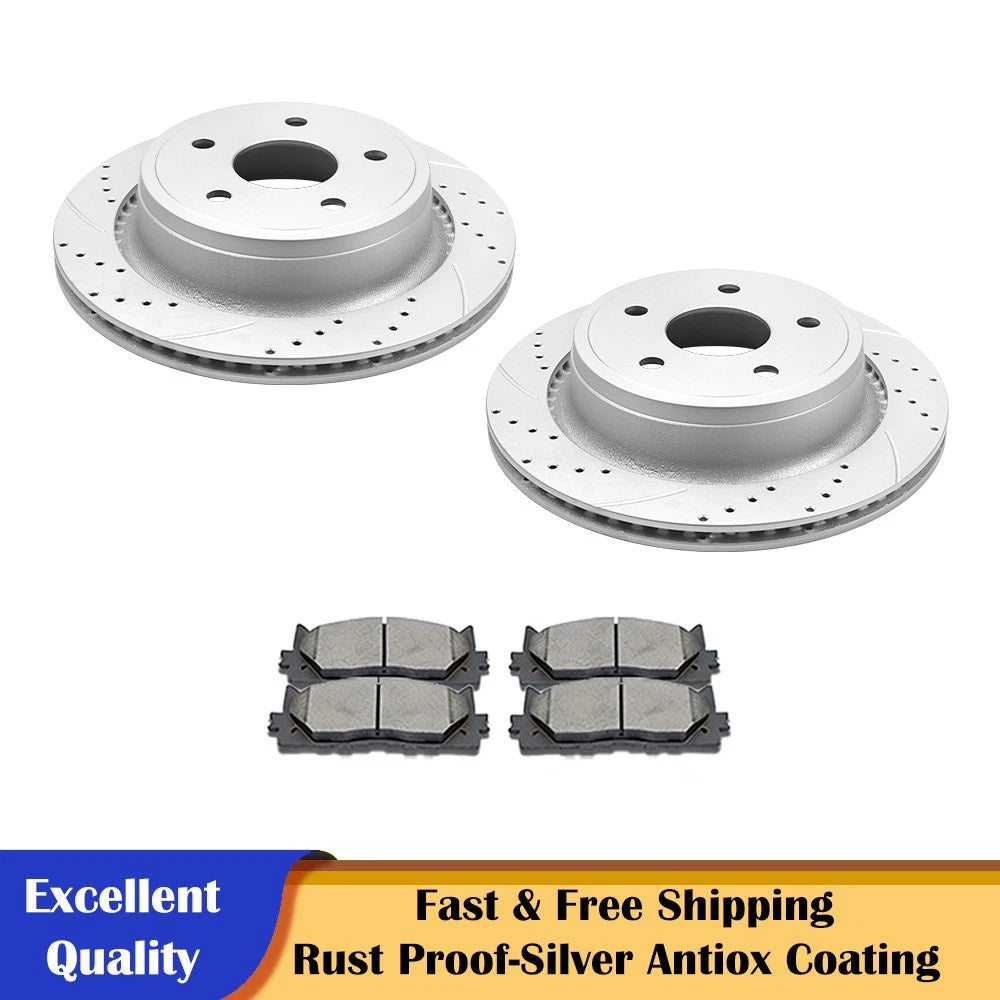Rear Drilled Brake Rotors with Ceramic Pads for Dodge Ram 1500 (YYYY–YYYY)