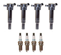 Set of 4 Ignition Coils & Spark Plugs for Kia Hyundai (Denso)