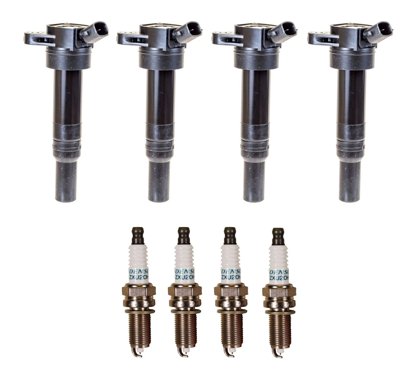 Set of 4 Ignition Coils & Spark Plugs for Kia Hyundai (Denso)