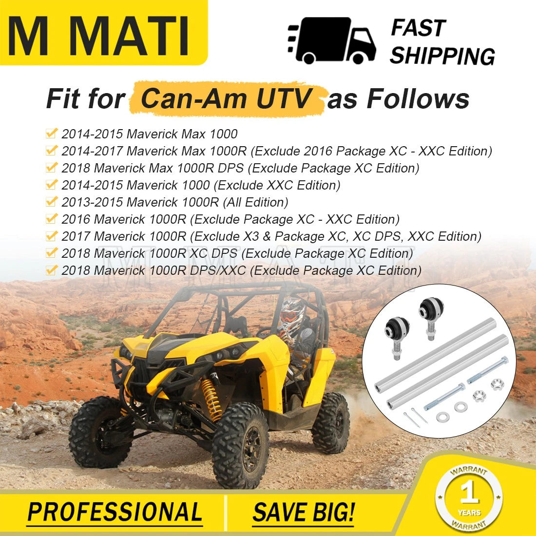 Heavy Duty Tie Rods & End Kit for Can-Am Maverick 1000 1000R (2013–2018) 709401125
