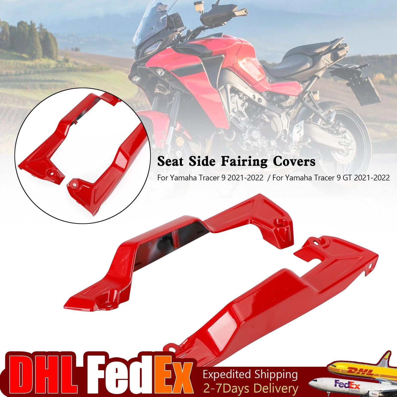 Rear Tail Seat Side Fairing Covers for Yamaha Tracer 9 GT (2021–2022) Red U3