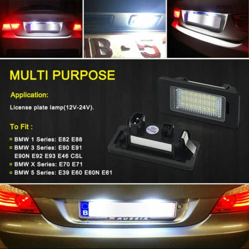 White LED License Plate Lights for BMW X1, X3, 220i, 320i, 328i, 335i, 435i, 520i