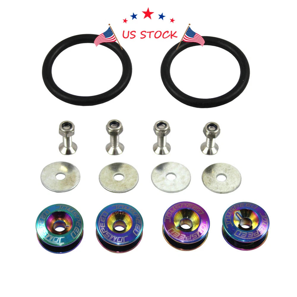 Set of 4 Neo Chrome Quick Release Fasteners for FIT Car Bumper & Trunk