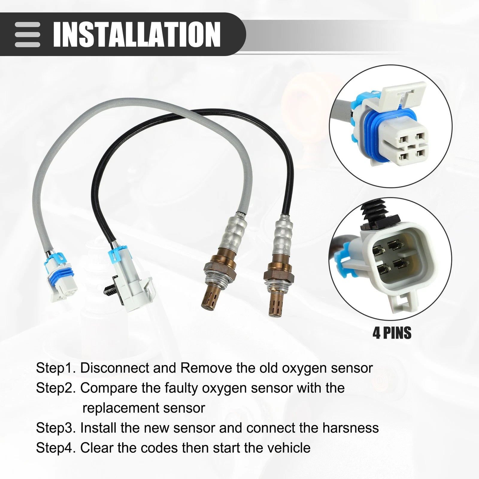 Set of 4 Oxygen Sensors O2 for Cadillac Escalade (2008–2014) No. 12609457/12573167