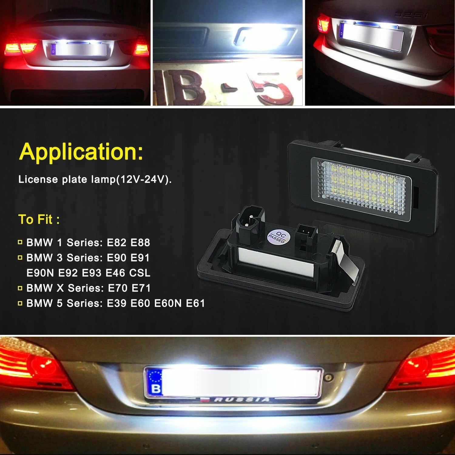 2X White CANBUS LED License Plate Light for Audi A4 S4 (2005–2008)