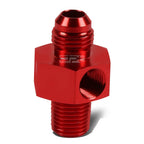 Red 6-AN Flare to 1/4" NPT Fitting Coupler Adapter with 1/8" Port