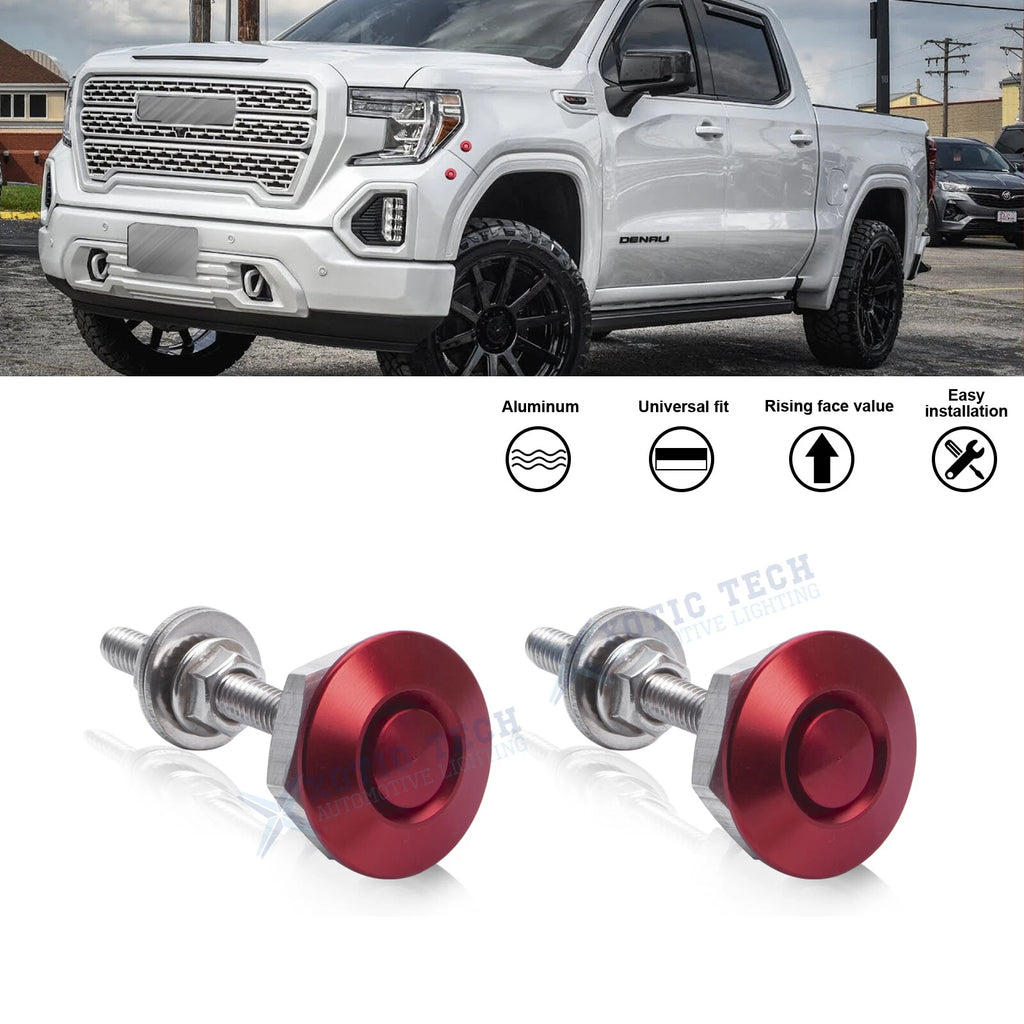Red Hood Latch Push Button Quick Release Fasteners for GMC (2001–2021)