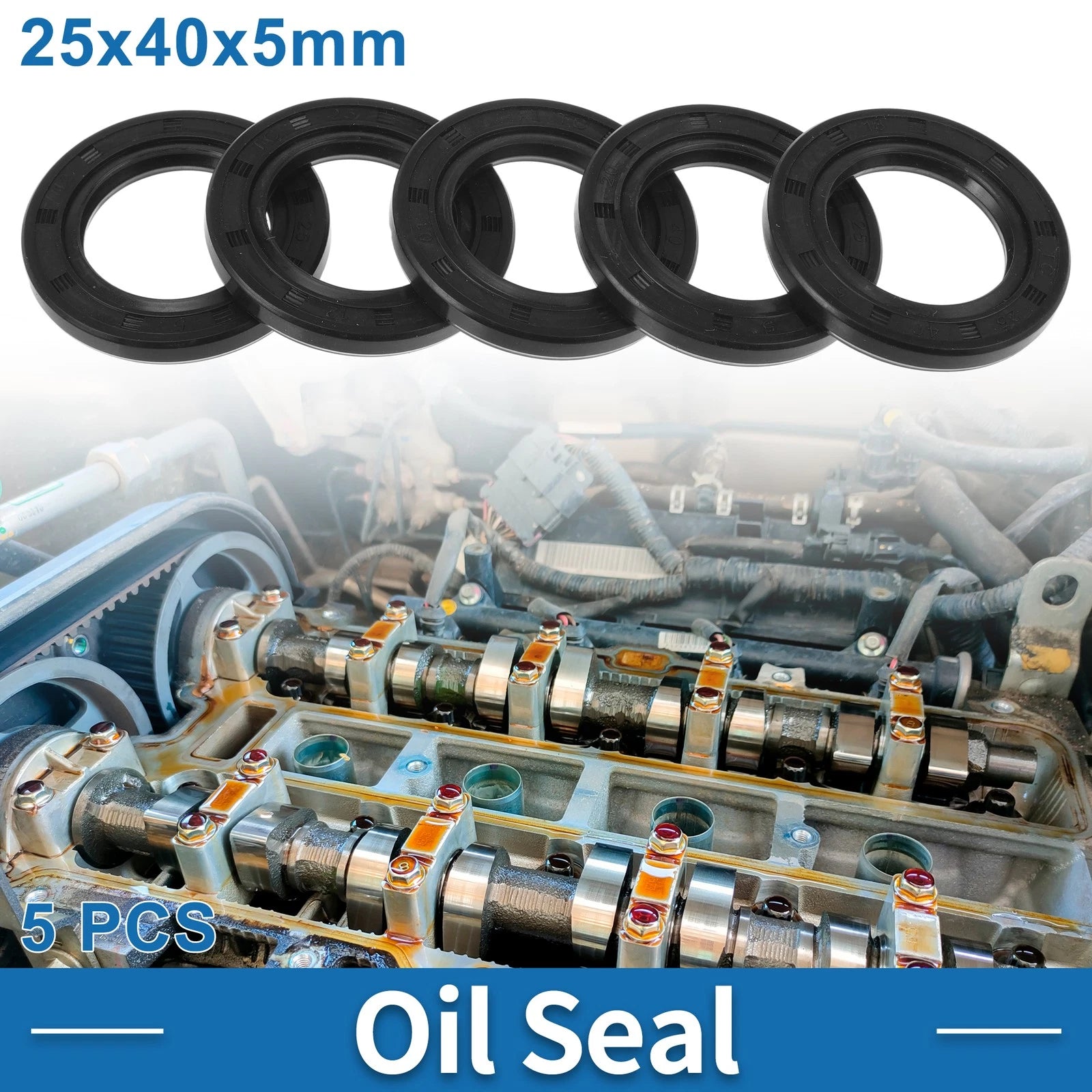Set of 5 Oil Seal Rotary Shaft Seal Nitrile Rubber 25x40x5mm