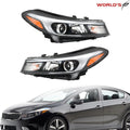 Set of 2 Halogen Headlights for Kia Forte Forte5 (2017–2018) Black