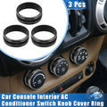 3pcs AC Switch Knob Cover Ring for Jeep Wrangler JK JKU (2011–2018) Black