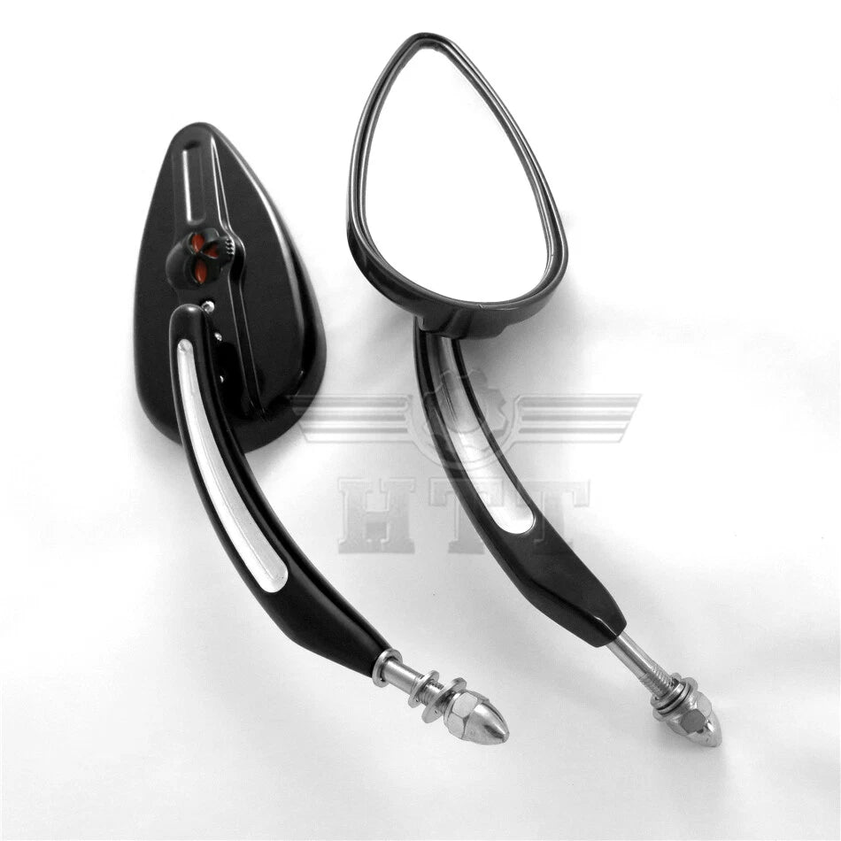 Black Raindrop Side Mirrors for Harley Street 500 750 Roadster XL883R XL1200V FL (2014–2020)