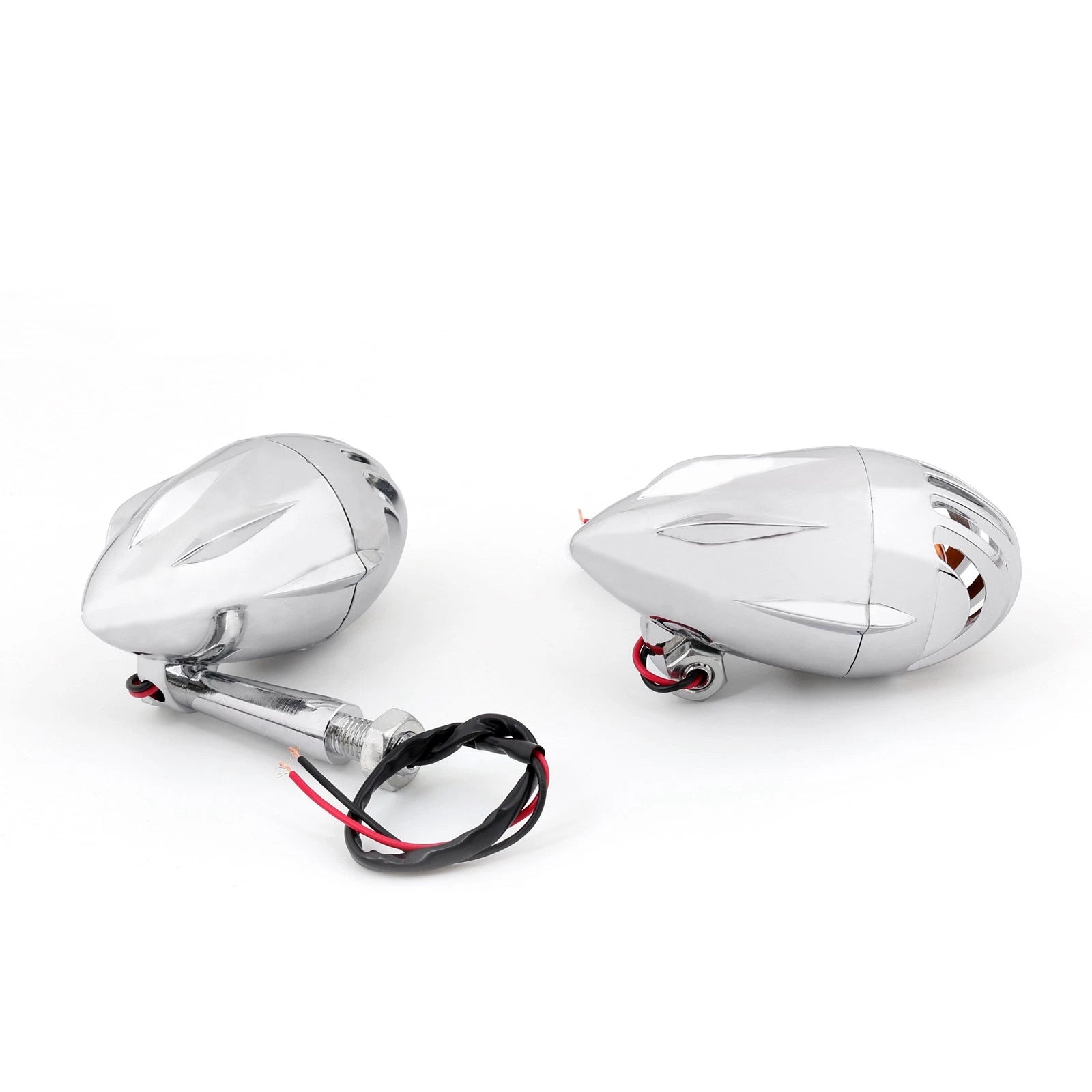 2X Motorcycle Turn Signal Grill Bullet Amber Indicator Lights Lamp Chrome