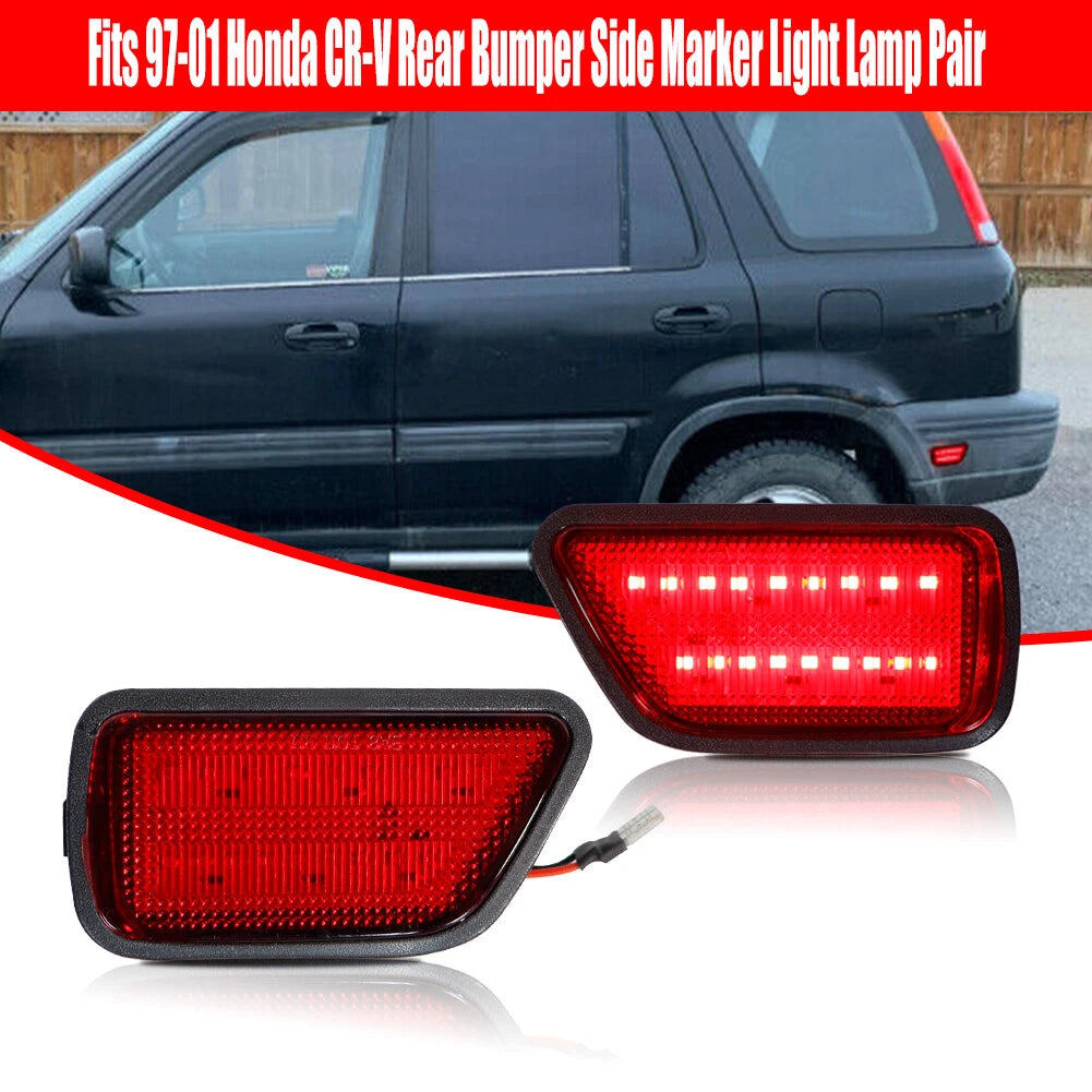 2X Red Lens LED Side Marker Lights for Honda CR-V (1997–2001)