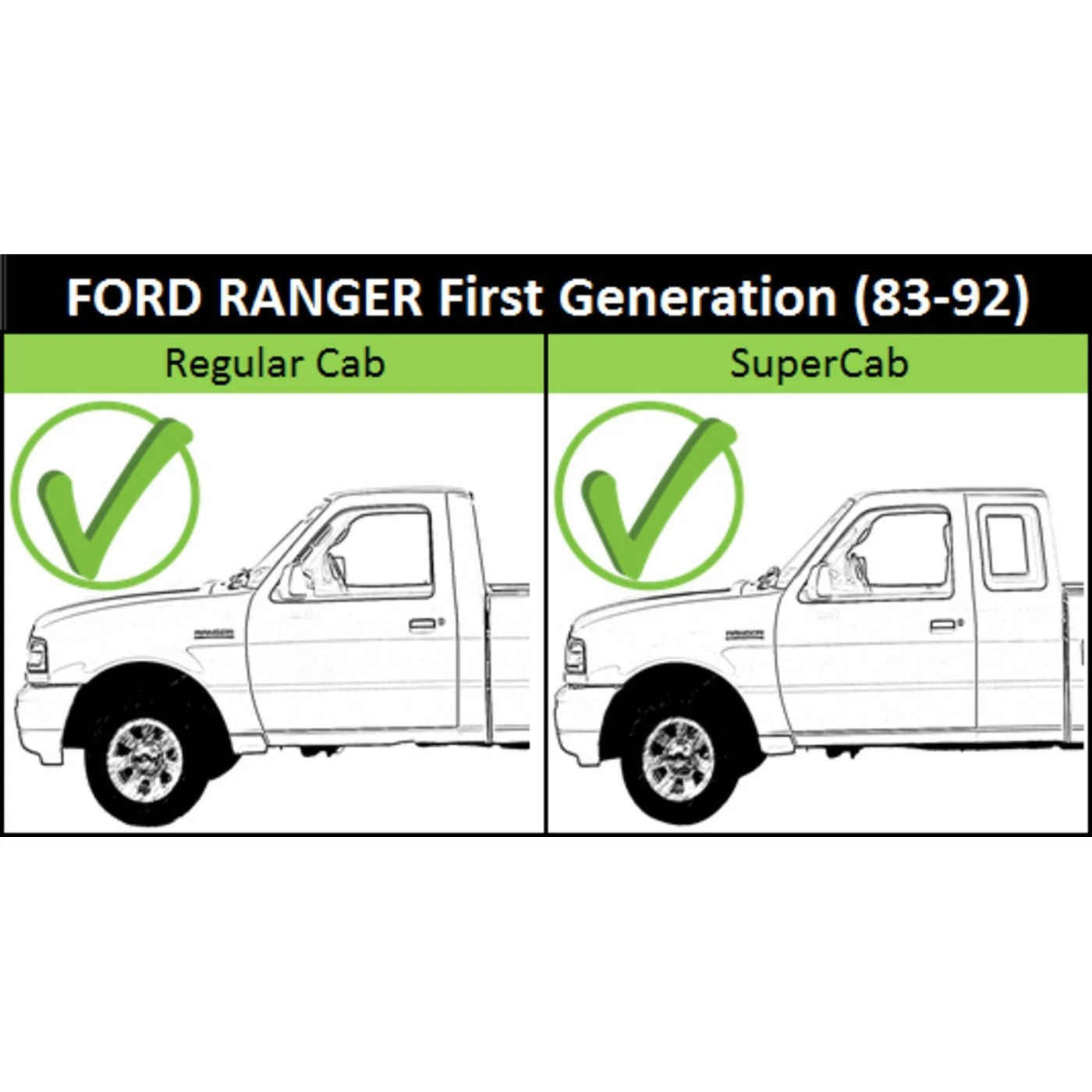 Set of 2 Manual Window Regulators for Ford Ranger (1989–1992)