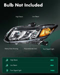 2X Headlight Assembly for Honda Civic (2012–2015) - Black