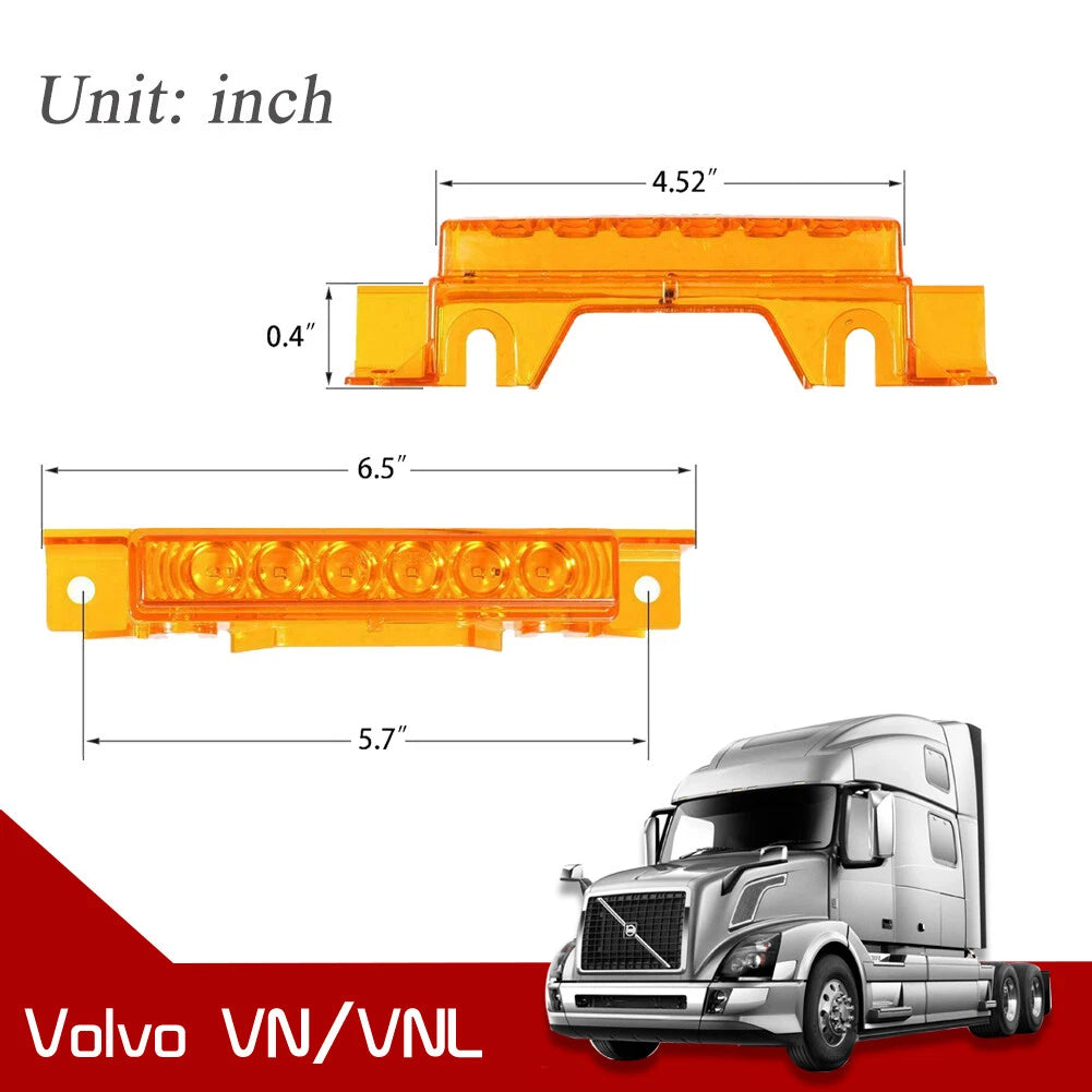 Set of 5 Amber LED Cab Roof Marker Lights for Volvo VN/VNL (2003–2020)