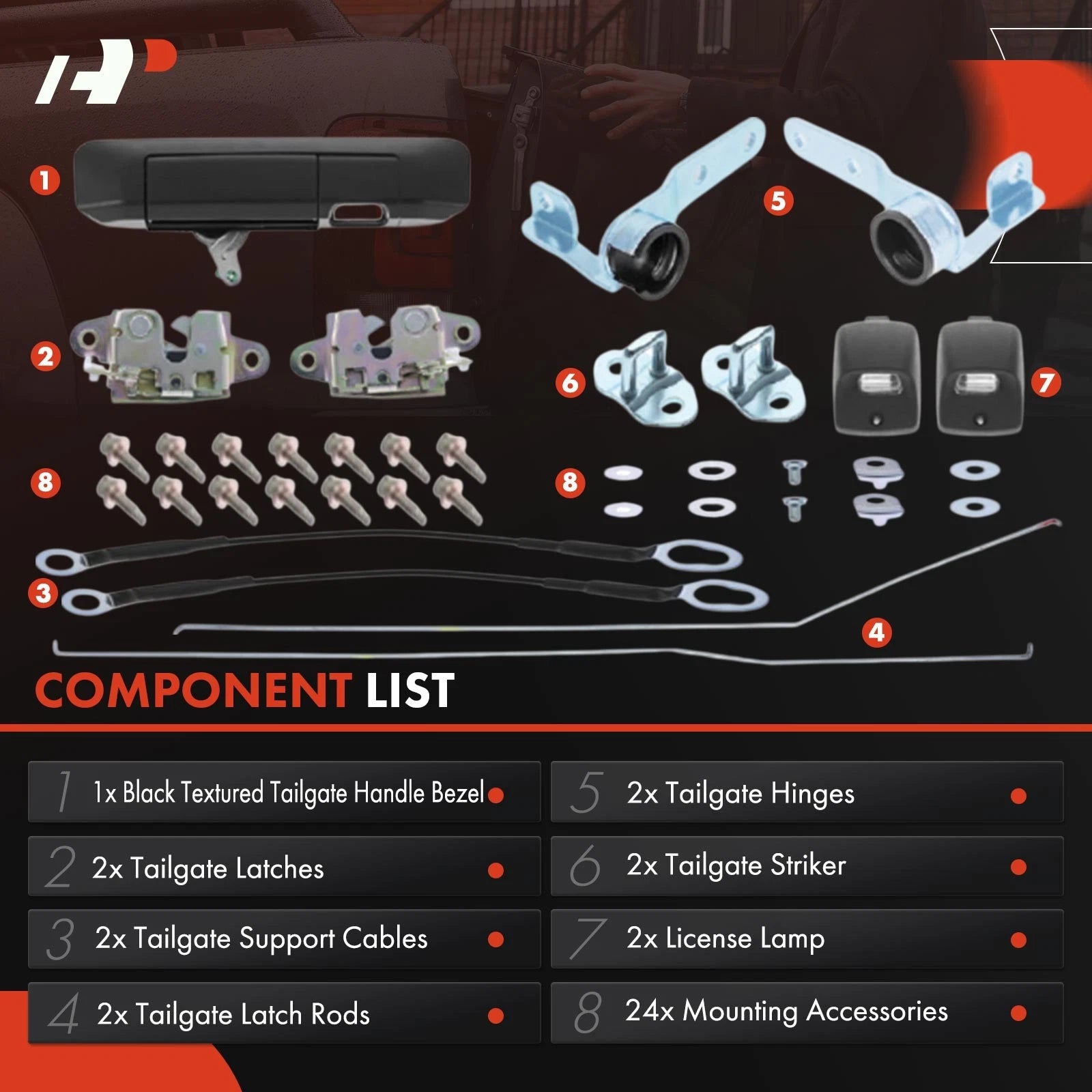 Tailgate Hardware Rebuild Kit for Toyota Tacoma (2009-2015)