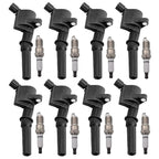Set of 8 Ignition Coils + 8 Iridium Spark Plugs for Ford F150 Expedition (1997–2023)