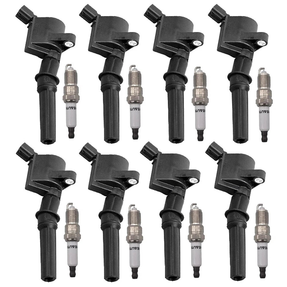 Set of 8 Ignition Coils + 8 Iridium Spark Plugs for Ford F150 Expedition (1997–2023)