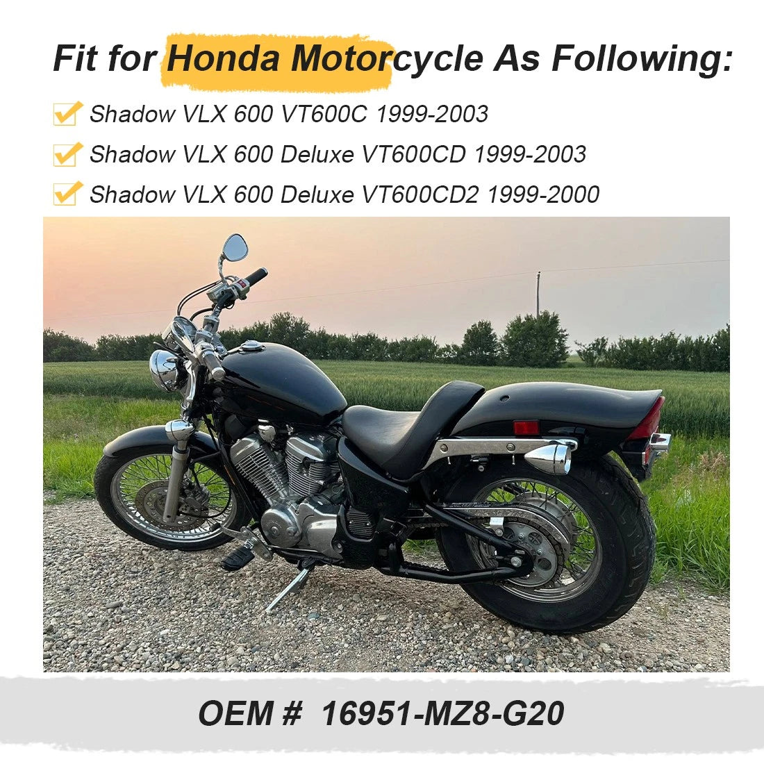 Fuel Tank Tube A Hose #16951-MZ8-G20 for Honda Shadow VT600 VLX (1999–2007)